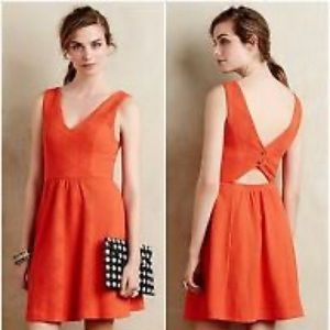 Maeve Textured Double V Orange Red Dress